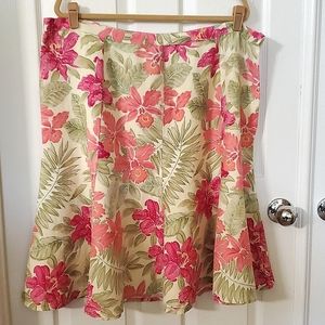 Avenue Linen Blend Tropical Floral Skirt Womens Size 20